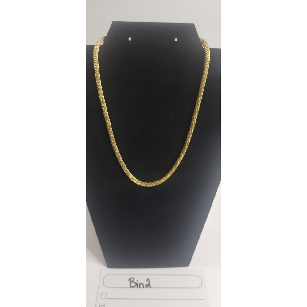 Vintage Gold Tone Mesh‎ Chain Necklace Minimalist Woven Link Unisex 18 Inch